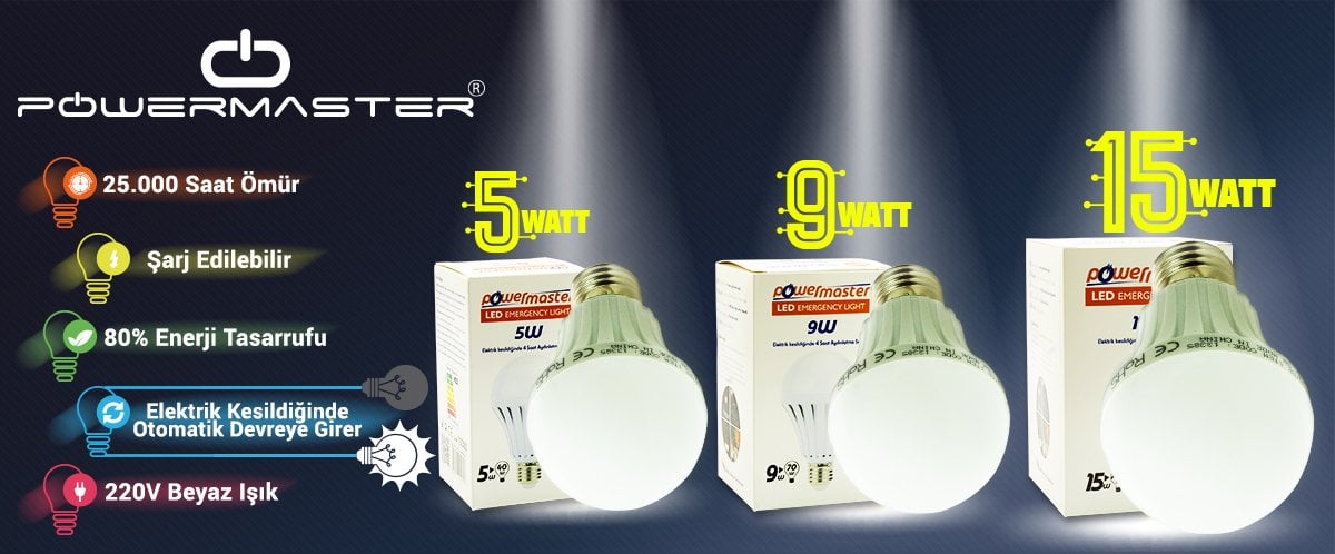  13387 15 W E27 220 V Beyaz Şarjlı Led Ampul İçerik