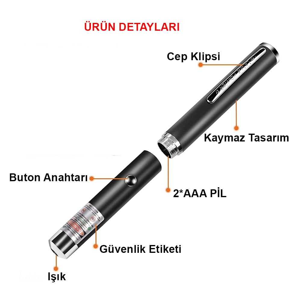  PM-2552 Pilli Tek Başlıklı Güçlü Yeşil Lazer Pointer