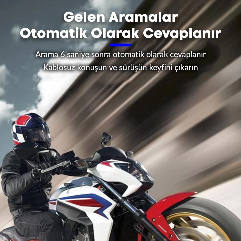  PM-14283 Bluetooth'lu Şarjlı Kask İçi Motosiklet Hoparlör ve Mikrofon Seti