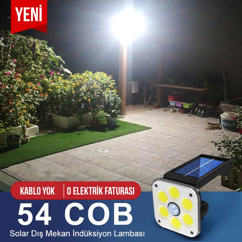  LF-1750A 54 Cob Ledli 3 Modlu Sensörlü Solar Duvar Lambası İçerik