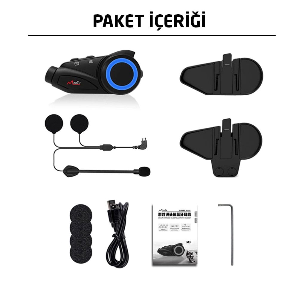 Magicvoice M3 Motosiklet Bluetooth Intercom Kulaklık