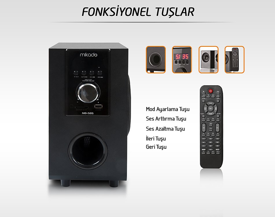 Mikado MD-505 5+1 USB - SD - FM Destekli Bluetooth Hoparlör