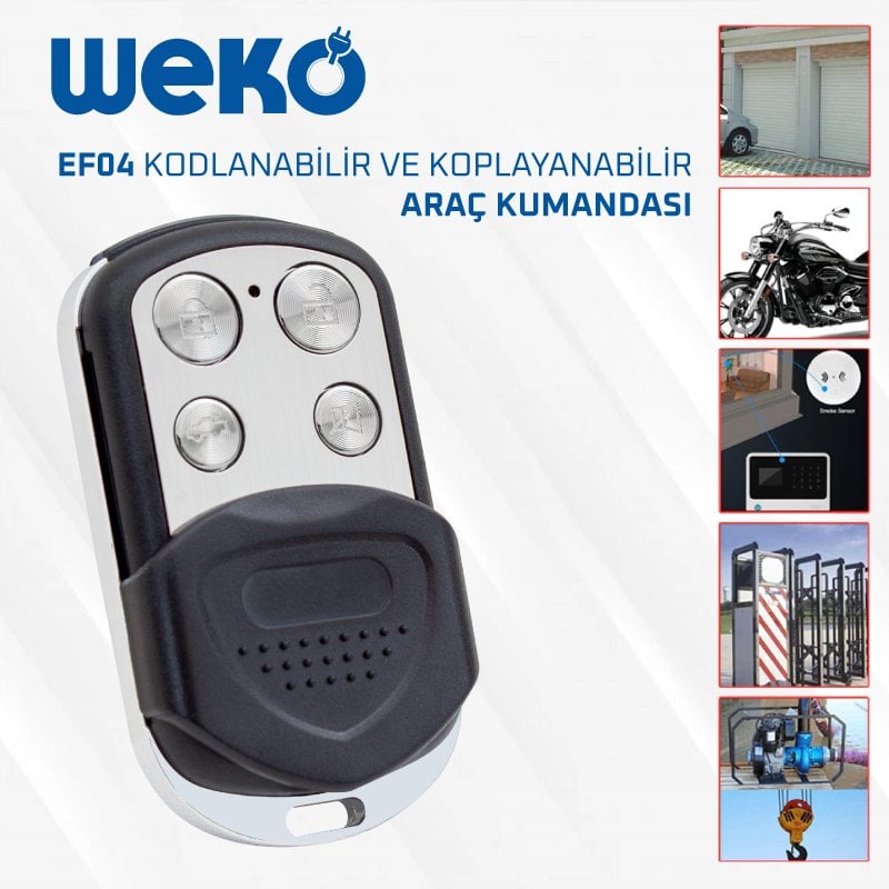 Weko NF04 Kodlanabilir - Kopyalanabilir Garaj Kumandası (Kilit-Bagaj-Alarm Tuşlu)