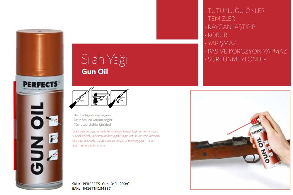 Perfects Gun Oil Silah Temizleme Spreyi 200 ML