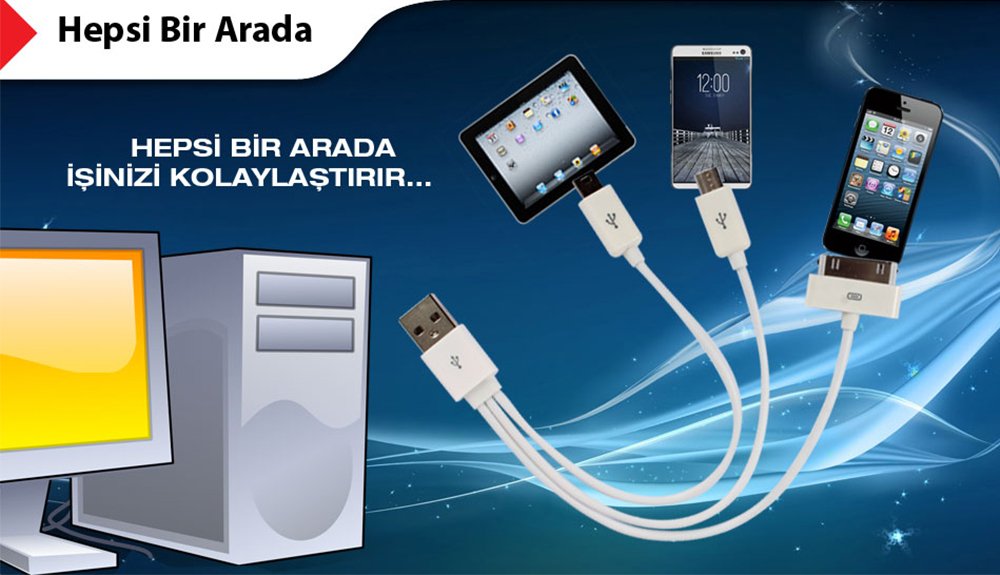 S-Link SL-C23 (iPhone 4-Samsung-5 Pinli) 3'lü Ahtapot Kablo-icerik