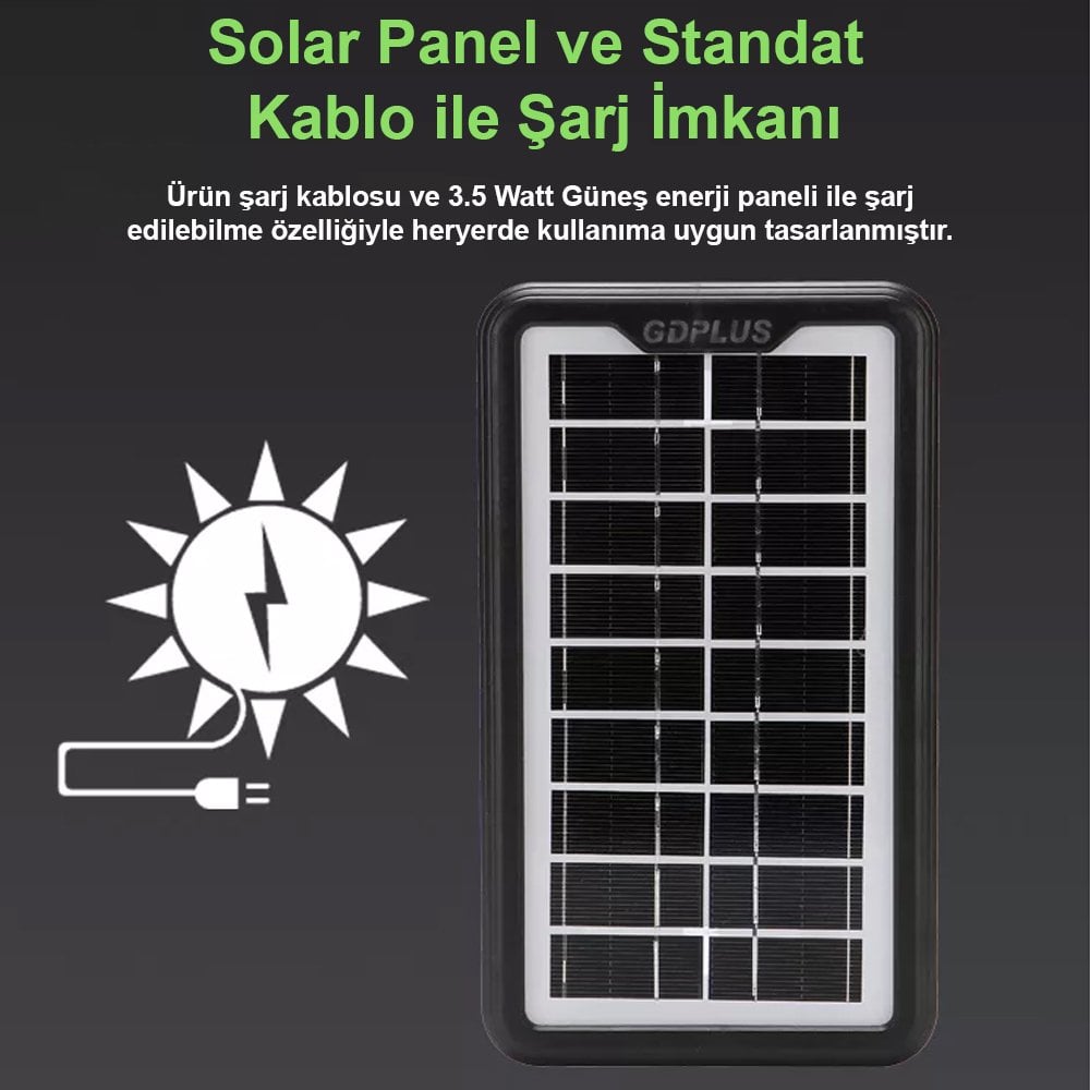 Solar Panelli 3 Ampullü Solar Işıldak Fener GD-12