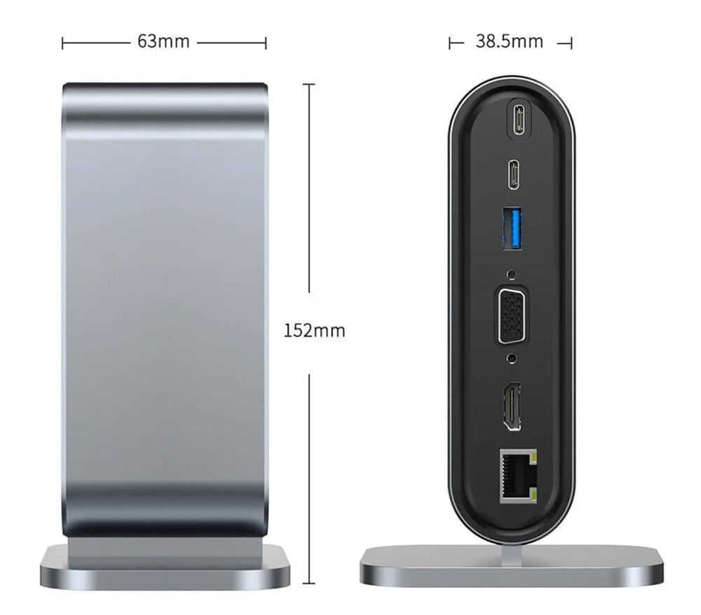 Type-C To HDMI+VGA+7 Port HUB+SD+TF Kart Okuyucu