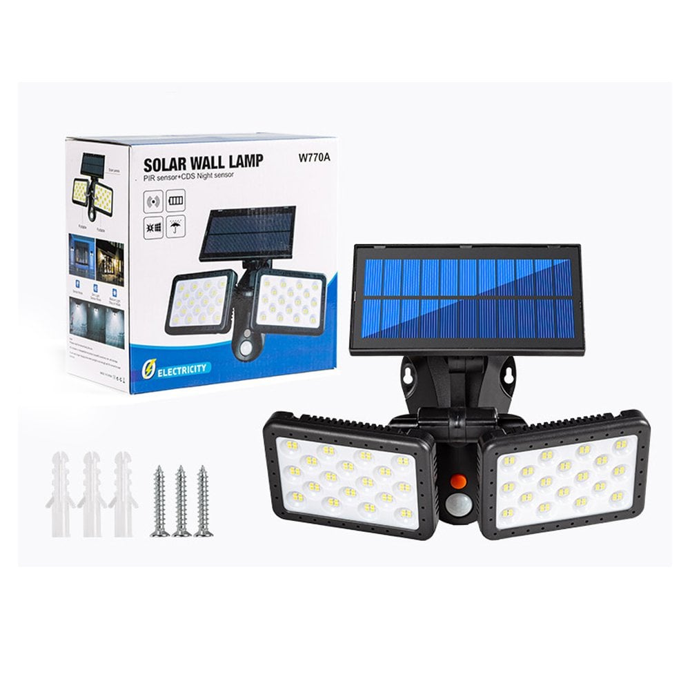  Sensörlü 144 SMD Ledli Solar Aydınlatmalı Duvar Lambası W770A