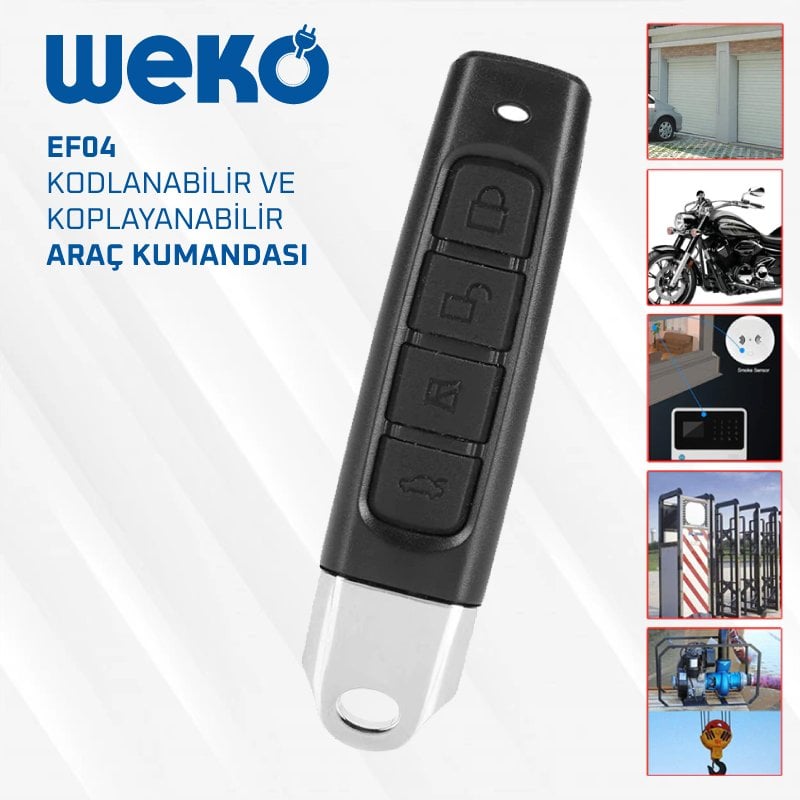 Weko EF04 Kodlanabilir - Kopyalanabilir Araç Kumandası (Kilit-Bagaj-Alarm Tuşlu)