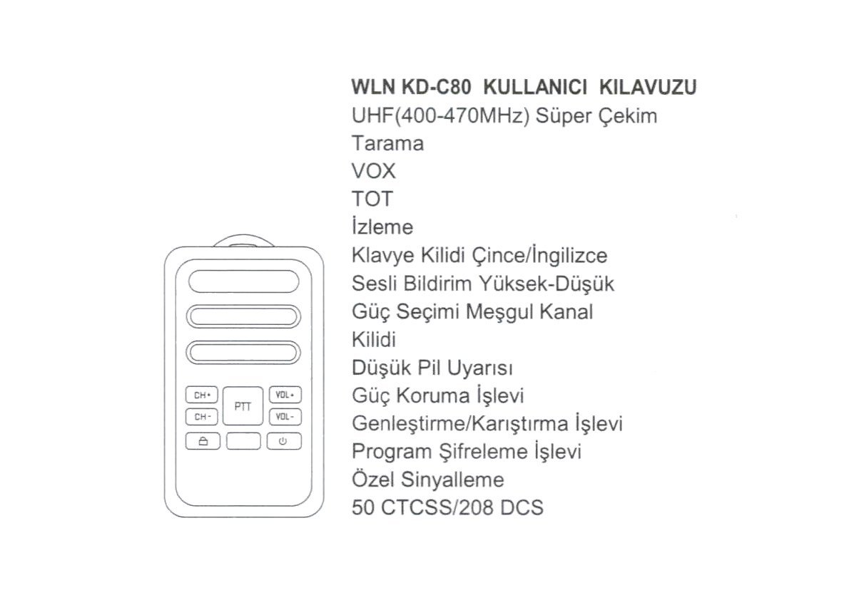 Wln KD-C80 3-5 Km 16 Kanal Radyolu Mini Telsiz