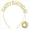 Altın Gold Renk Kristal Taşlı Parlak Happy Birthday Taç 16x17 cm (2818)