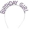 Mor Renk Kristal Taşlı Parlak Birthday Girl Yazılı Taç 16x17 cm (2818)