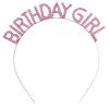 Pembe Renk Kristal Taşlı Parlak Birthday Girl Yazılı Taç 16x17 cm (2818)