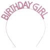 Pembe Renk Kristal Taşlı Parlak Birthday Girl Yazılı Taç 16x17 cm (2818)