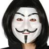 Siyah Renk Takma Kısa Saç ve V For Vendetta Maskesi Anonymous Maskesi (2818)