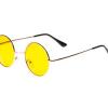 Yuvarlak Cam John Lennon Tarzı Hippi Gümüş Çerçeveli Sarı Gözlük (2818)
